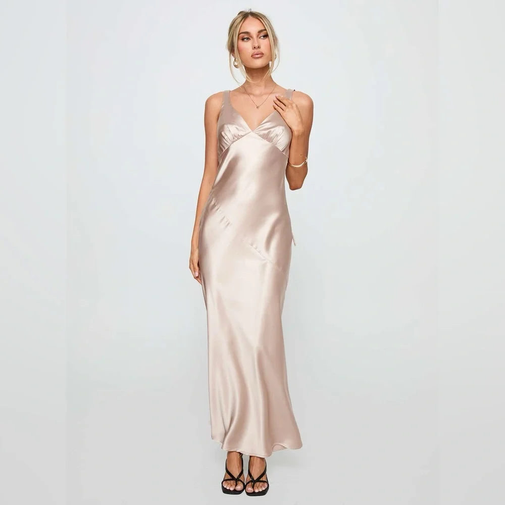 Princess Polly Northern Star Maxi Dress – Champagne | US 0 | Like New - Picture 1 of 9